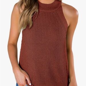 Soft Knit Halter Tank in Rust